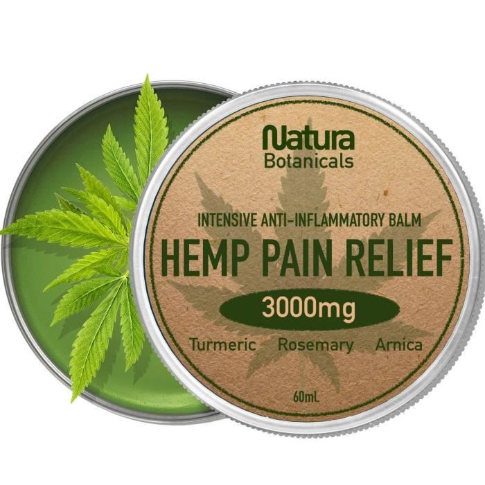 Baume anti-douleur au chanvre - Soulage naturellement les douleurs articulaires et musculaires 3000 mg. Extraits de chanvre, de r