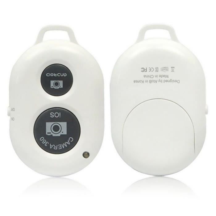 Télécommande Obturateur Bluetooth pour Selfie iPhone Android Blanc