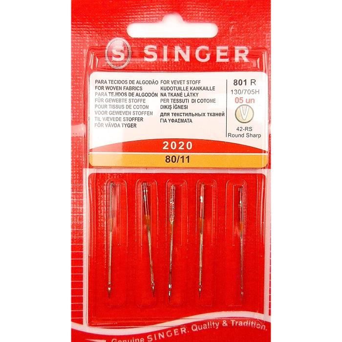 MACHINE A COUDRE Singer Lot de 5 aiguilles pour machine agrave coudre originale Singer 2020 eacutepaisseur 8011 pour les tiss540