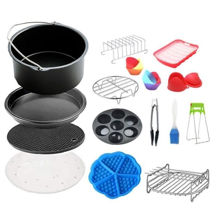 YepYes Accessoires de friteuse à air moule à gâteau à Pizza antiadhésif plateau à cupcake support 7 pouces ensemble 15 pièces