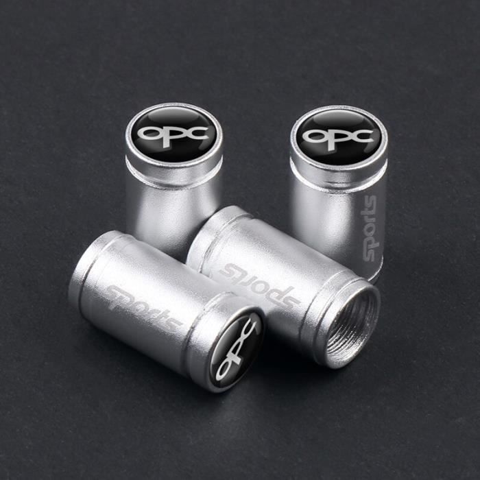 Pièces Auto,4 pièces-ensemble voiture pneu Valve bouchons vélos décoration pour Opel OPC H G J Corsa Insignia Astra - Type Silver