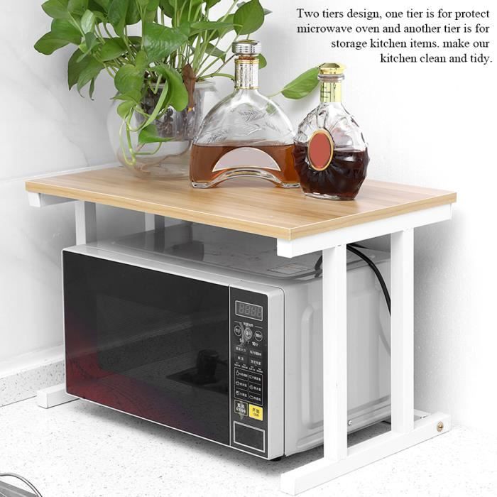 étagère Support de four à micro-ondes 57 *38 *38cm de rangement pour armoire de cuisine de comptoir à 2 couches - blanc HB014 -OLL