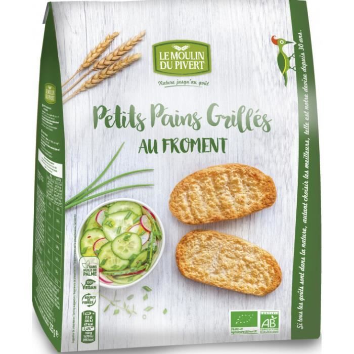 Petits pains grillés au froment 225gr - Le Moulin du Pivert