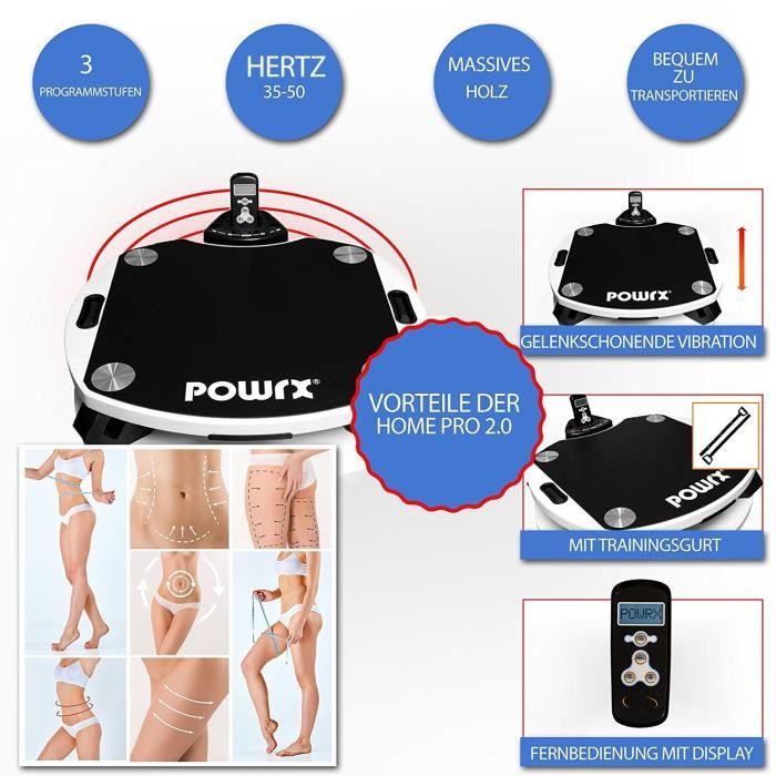 Dispositif de plaque de vibration Home / Pro 2.0 avec application, bandes d'entraînement, télécommande