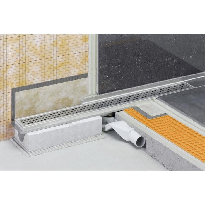 Caniveau pour douche à l italienne sortie horizontale KERDI-LINE-H - Kit de caniveau en acier inox longueur 80cm hauteur 40cm