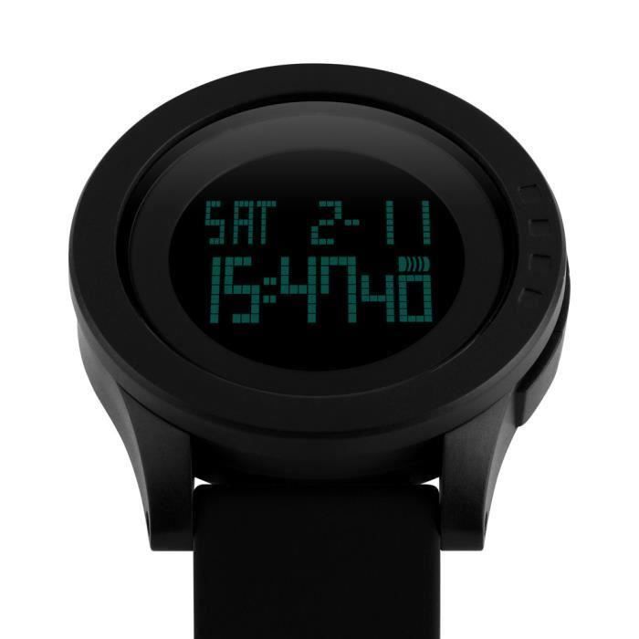 SHARPHY montre homme de marque sport numérique noir Grand Cadran