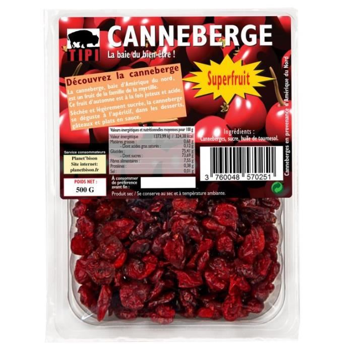 Baies de Canneberge/Cranberry séchées 500g - Tipi