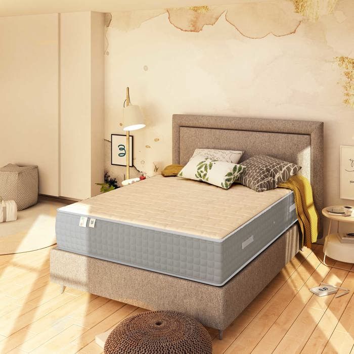Matelas à Ressorts Ensachés Dreamstar 140x200cm - 7 Zones De Confort, Hauteur 18cm, Dureté H3, Housse Douce Et Respirante
