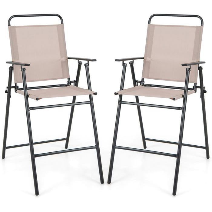 Lot De 2 Chaises Pliantes Haest - Structure Métal, Revêtement Cuir Synthétique - Argenté/Noir - 150 Kg