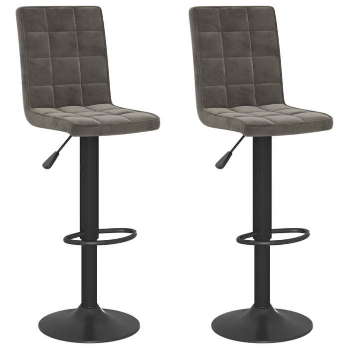 Tabourets de bar - lot de 2 - gris foncé velours - 40x52x(102.5-124.5) cm SS0000116058