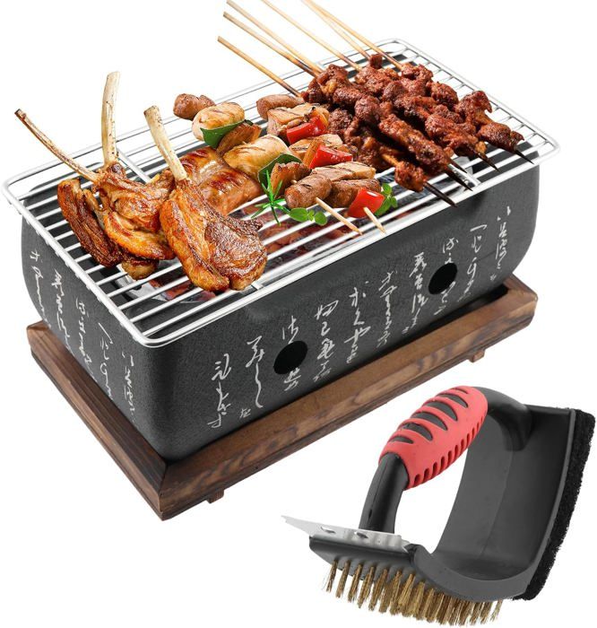 Mini Barbecue Japonais Au Charbon - Gril De Table Portable Pour Balcon, Terrasse, Camping (16.5x14.5 Cm)