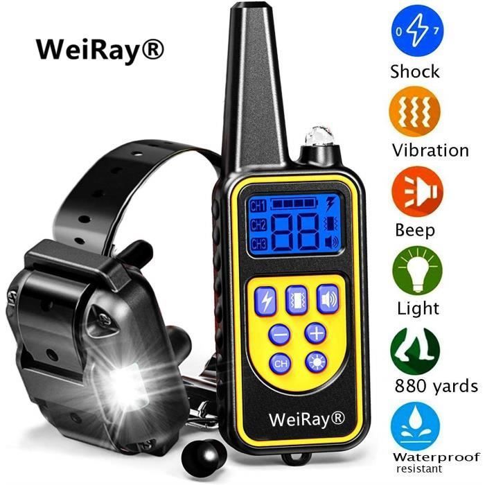 Comparer les prix de Collier Electrique dEntranement de Chien WEIRAY - Collier de Dressage Tlcommande Etanche et Rechargeable wake