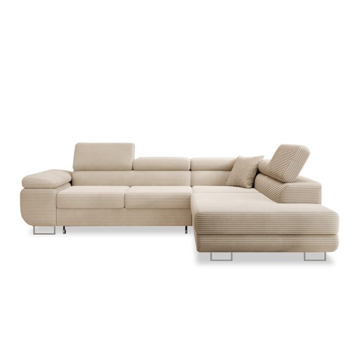 Canapé dangle droit convertible Marius velours côtelé Beige Canapé dangle droit convertible Marius velours côtelé Beige