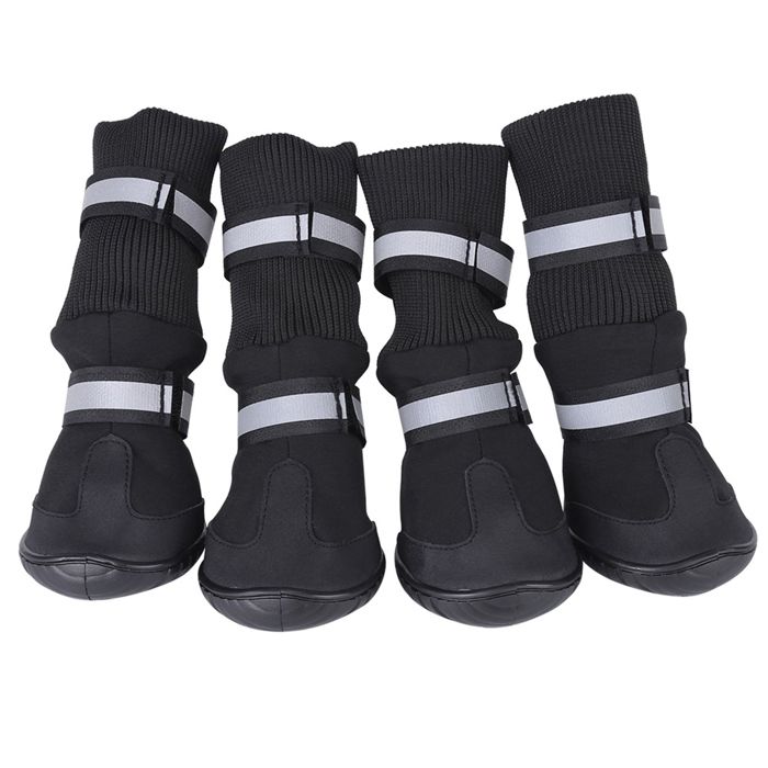 Meilleurs prix pour Lot de 4 chaussures imperméables pour chien de compagnie, bottes de protection antidérapantes pour grands chiens, noir XL
