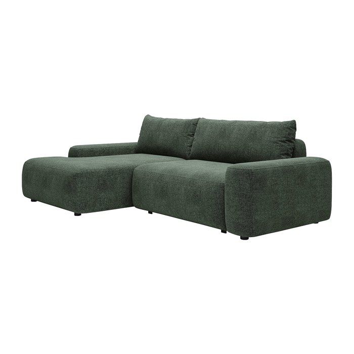 Canapé dangle gauche convertible en tissu texturé vert sapin DAVISO