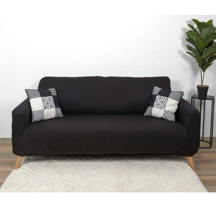 Housse de canapé 3 places extensible noir Housse de canapé 3 places extensible noir