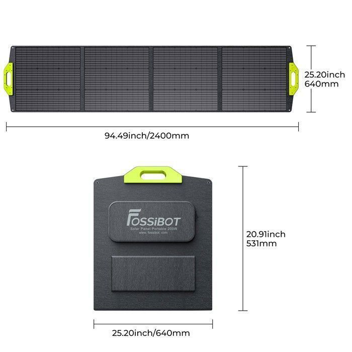 Panneau Solaire -FOSSIBOT SP200-200W - Pliable - Haute Efficacité - Résistant à lEau-Applicable à F1200/F1800/F2400 Powerstation