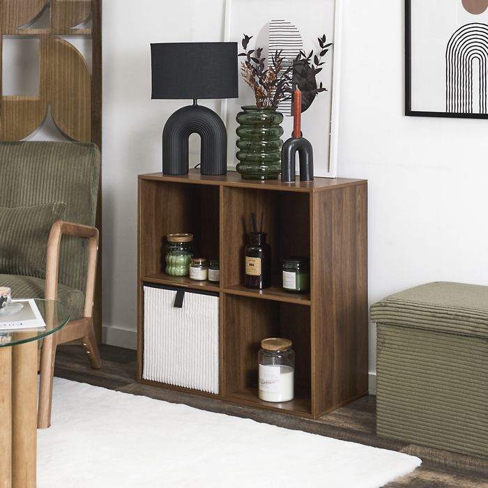 Étagère - HOME DECO FACTORY - TIFFANY - Modulable - 4 Cases - Marron