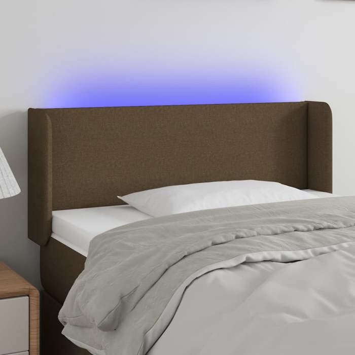 CHIC Tête de lit et lumières LED - Armoire de Tête Lit pour lire - Marron foncé 83x16x78/88 cm Tissu@SARA819599