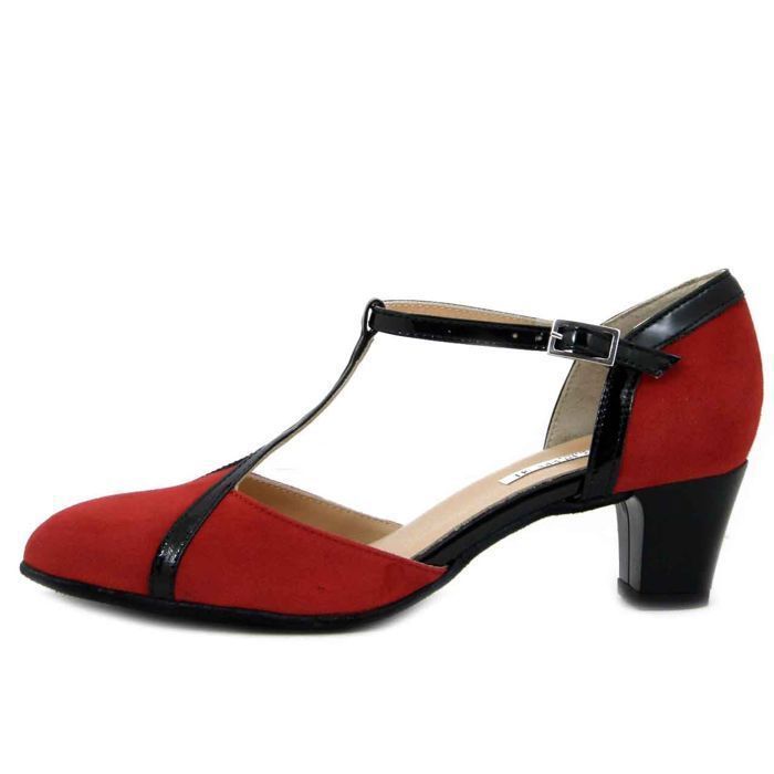 Femme Chaussure de Danse - OSVALDO PERICOLI - Daim - Rogue/Noir - Semelle Cuir Buffle