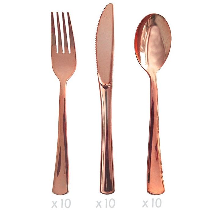Ménagère 30 Couverts Réutilisables Rose Gold