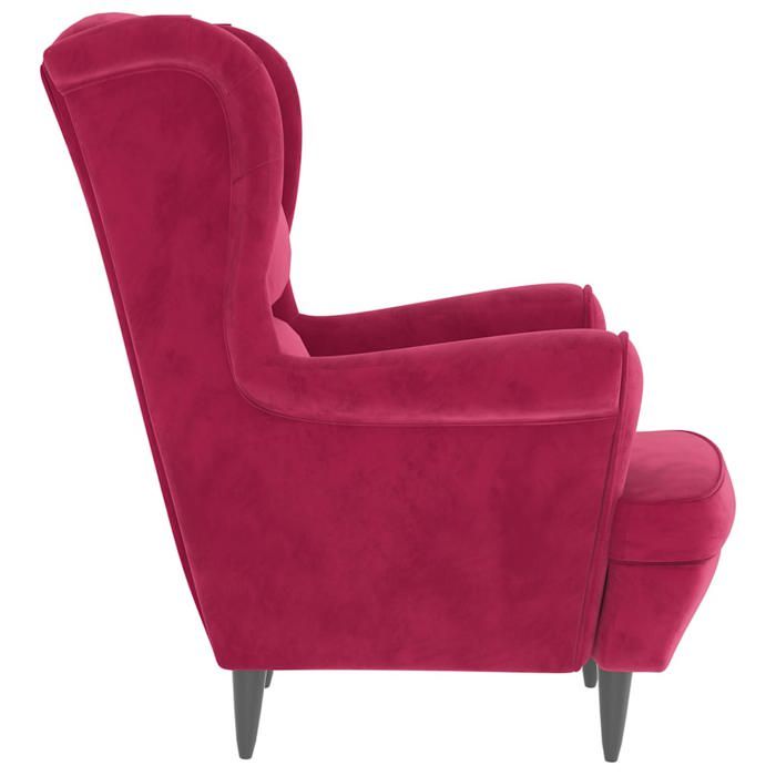 Fauteuil en velours rouge bordeaux - WIENS - 74x84x100 cm - Rouge bordeaux - Velours polyester - Contreplaqué