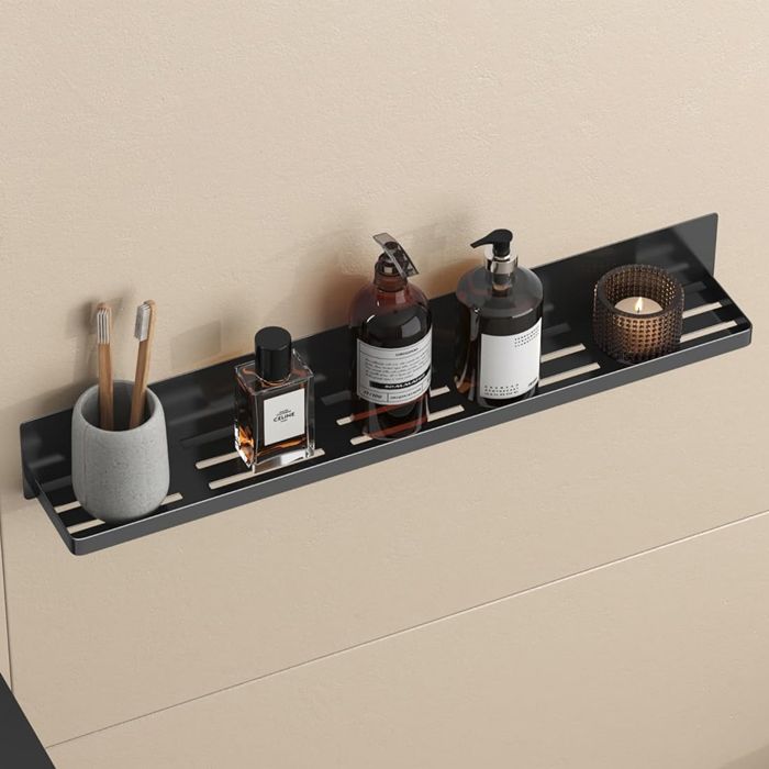 doporro Serviteur de Douche Mural Sans Perçage Magnétique Étagère Douche Noir Organisateur de Toilettes Salle de Bain Reglo-01