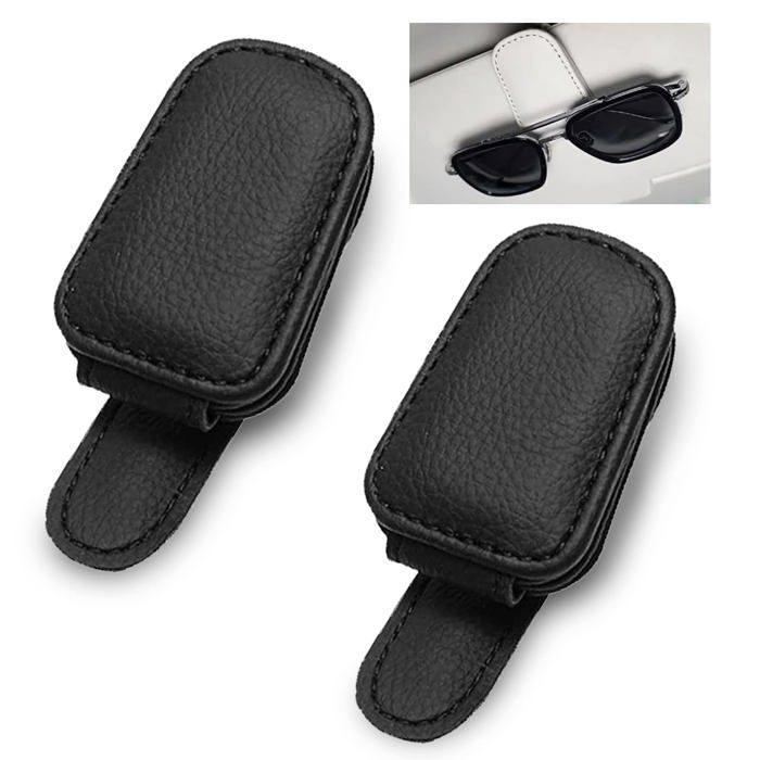 Organisateur Pare-Soleil Voiture Kuuleyn - Pochette Stockage Cartes Lunettes Cuir PU Marron