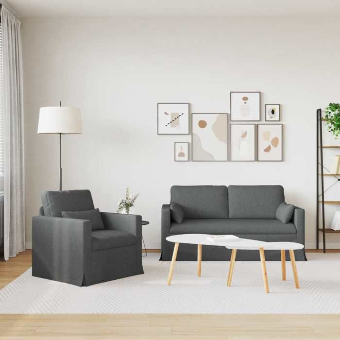 Tissu CANAPÉ FIXE - SHIELDPRO® - Canapé 2 pcs Gris foncé 158x78x80 cm 855685