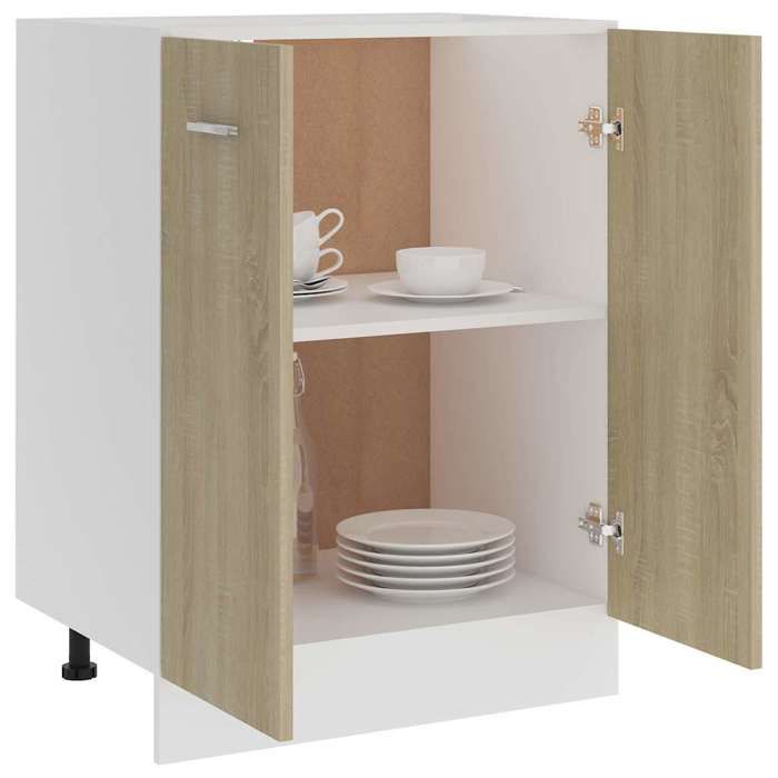 Décoratif - Meuble bas LyonVintageMeuble bas de cuisine Chêne Sonoma 60x46x815cm - bois dingénierie con6710097
