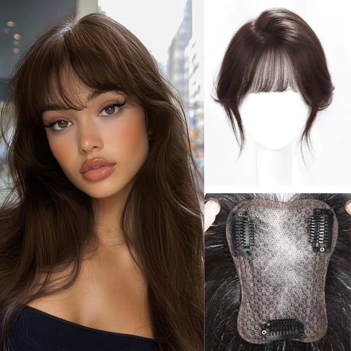 Toppers De Cheveux Pour Femmes Réelles Cheveux Humains 360 ° 3D Pas De Frange Top Hair Extensions Hair Avec Une Frange Fran[EC308]