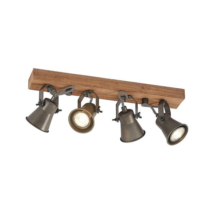 Plafonnier - Lindby - spot de plafond - Bois - 35 x 7 x 14 cm - marron noir