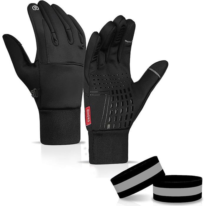 Gants Velo Hiver Gants de Course écran Tactile Chauds Coupe-Vent Gants de Plein air Hommes Femmes avec 1 Paire de