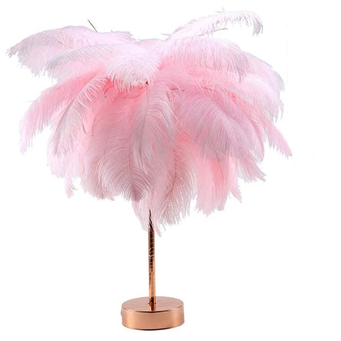 1 Lampe de table à plumes lumière douce non éblouissante commande à distance USB veilleuse LED pour chambre bureau salon .