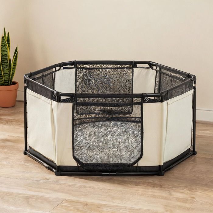 Parc enclos octogonal pliable pour animaux en tissu Oxford et PVC Ø 120 cm crème - Crème PVC 47.24 x 47.24 x 22.83 cm Ref Y9A46S