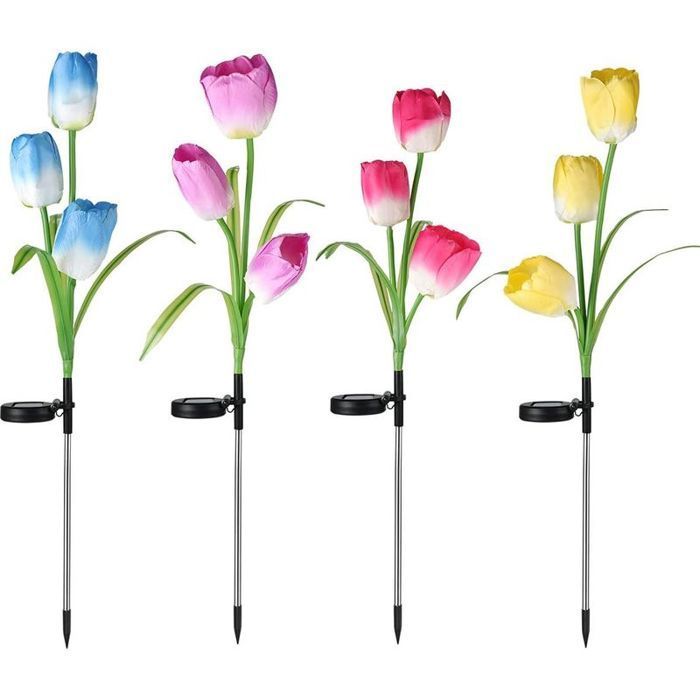 Lampe solaire à LED pour jardin tulipe décoration dintérieur veilleuse de jour lampe solaire pour Noël mariage vacances