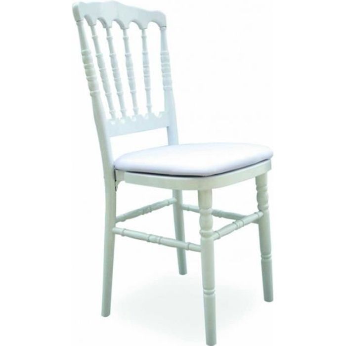 chaise de réception napoléon bois blanc - lot de 4 - style campagne - intérieur