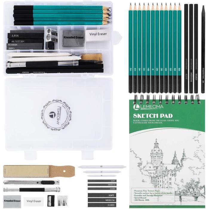 Crayon Dessin Cahier de Dessin Professionnel avec Boîte de Papeterie Carnet  de Croquis Fusains pour Dessin pour Artiste Étudiant Ens - Cdiscount  Beaux-Arts et Loisirs créatifs