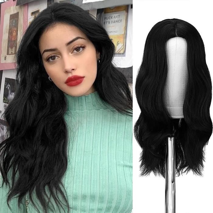Perruque long cheveux noir best sale