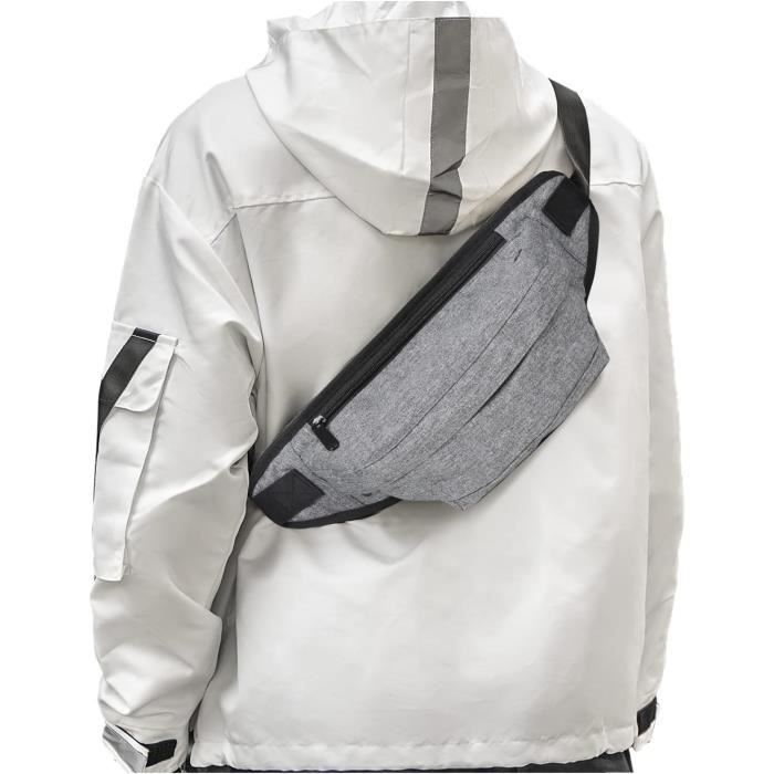 Ryaco Sac Banane Sacoche Ville De Sécurité Voyage Waist Pack avec Toile Durable, Plusieurs Poches et Grande Capacité Fanny Pack de Sport pour Randonnée, Vélo, Camping, Jogging, Homme, Femme