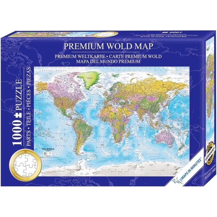 Puzzle Carte Du Monde 1000 Pièces - Le Monde - 68 X 48 Cm Carte Premium ...