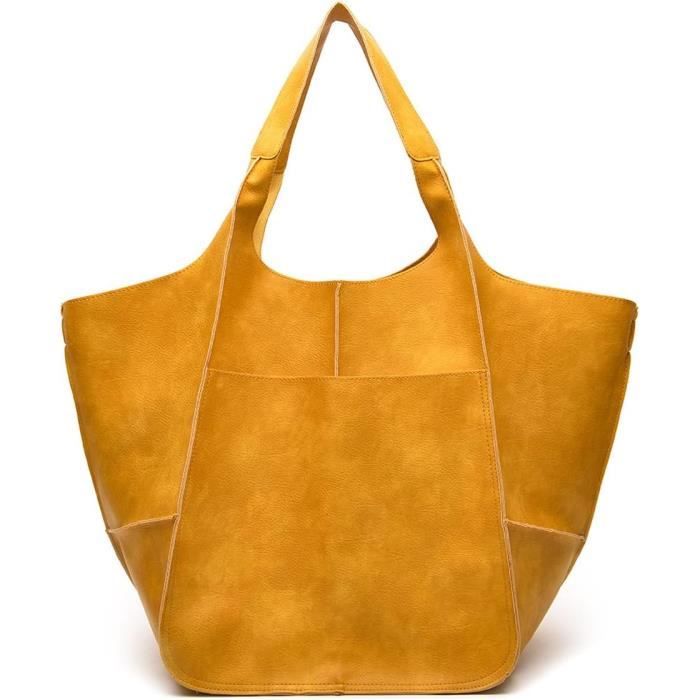 Sac Cabas Femme Sac De Shopping Elegant Sac Fourre Tout Grand Sac A Bandouliere Classique Vintage Sac Epaule En Cuir Souple Cdiscount Bagagerie Maroquinerie