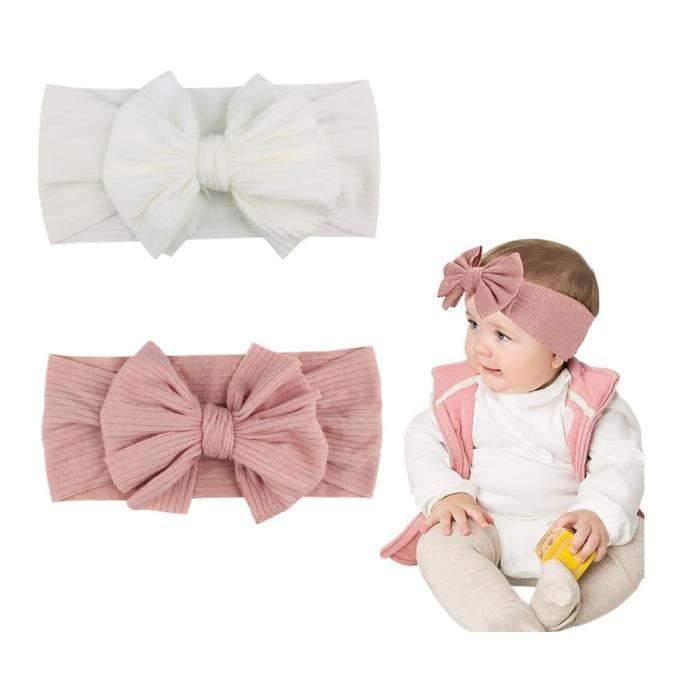 Bandeau Baptême Nouveau-né Bandeau Dentelle Bébé Fille Asphinien - Nœud Élastique 0-2 Ans Cadeau Naissance Fille