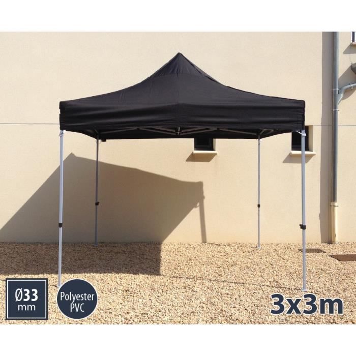 TENTE BARNUM PLIANT 3X3 NOIR SEMI-PRO TOIT POLYESTER - Cdiscount Jardin