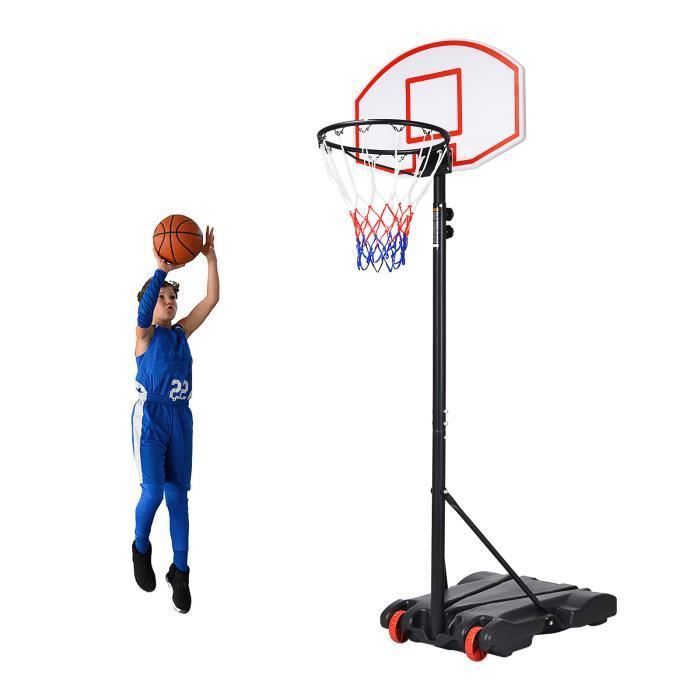 Costway Panier De Basket Sur Pied Avec Roulettes Hauteur Réglable De 179 À  208 Cm Convient À L`intérieur Ou L`extérieur à Prix Carrefour