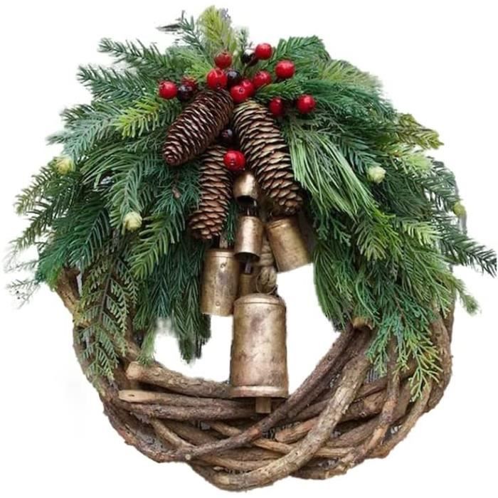 FLOROAD Couronne Porte Entrée Automne 61 Cm Rustique Avec Coques Maïs Et Blé - Décoration Thanksgiving