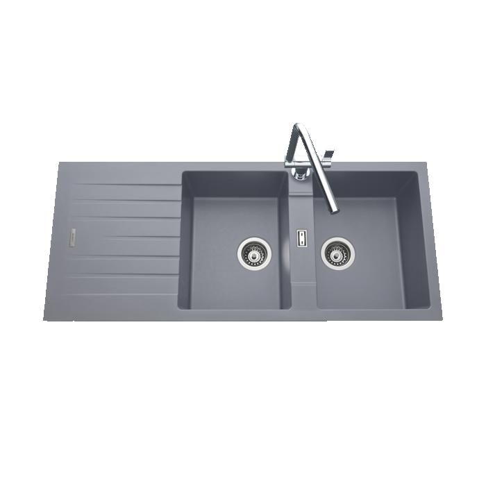 Vier granit gris albey 2 bacs 1 &eacute;gouttoir - gris