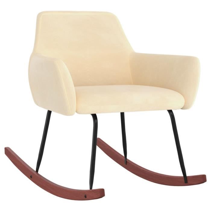 fauteuil à bascule-chaise tv de salon - contemporain - crème velours - best-home