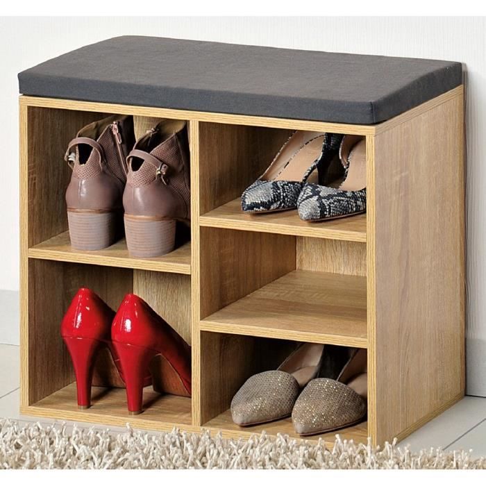 Meuble à chaussures - Kesper - Commode en bois avec assise - Marron - Bois - Panneaux de particules Meuble à chaussures - Kesper - Commode en bois avec assise - Marron - Bois - Panneaux de particules