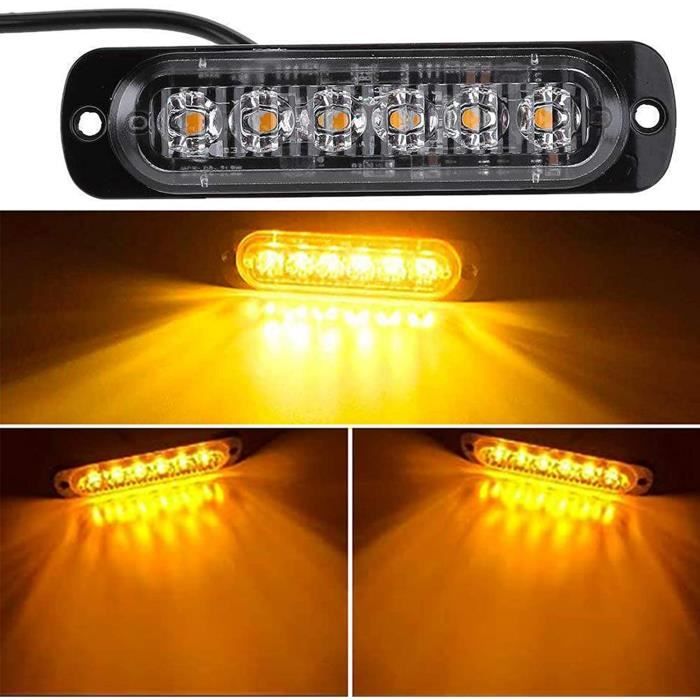 Feux Stroboscopique,6 LED Lampe Flash Stroboscope,LED Feux  Stroboscopique,12V/24Vpour Voiture Camion Remorque Caravane,2pcs -  Cdiscount Auto